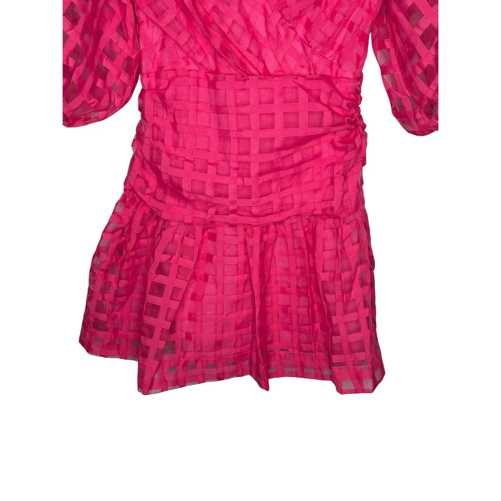 Hello Molly Gal Pal Mini Dress Pink Puff Sleeve Ruched Party Coquette Size 6 NWT - Image 10