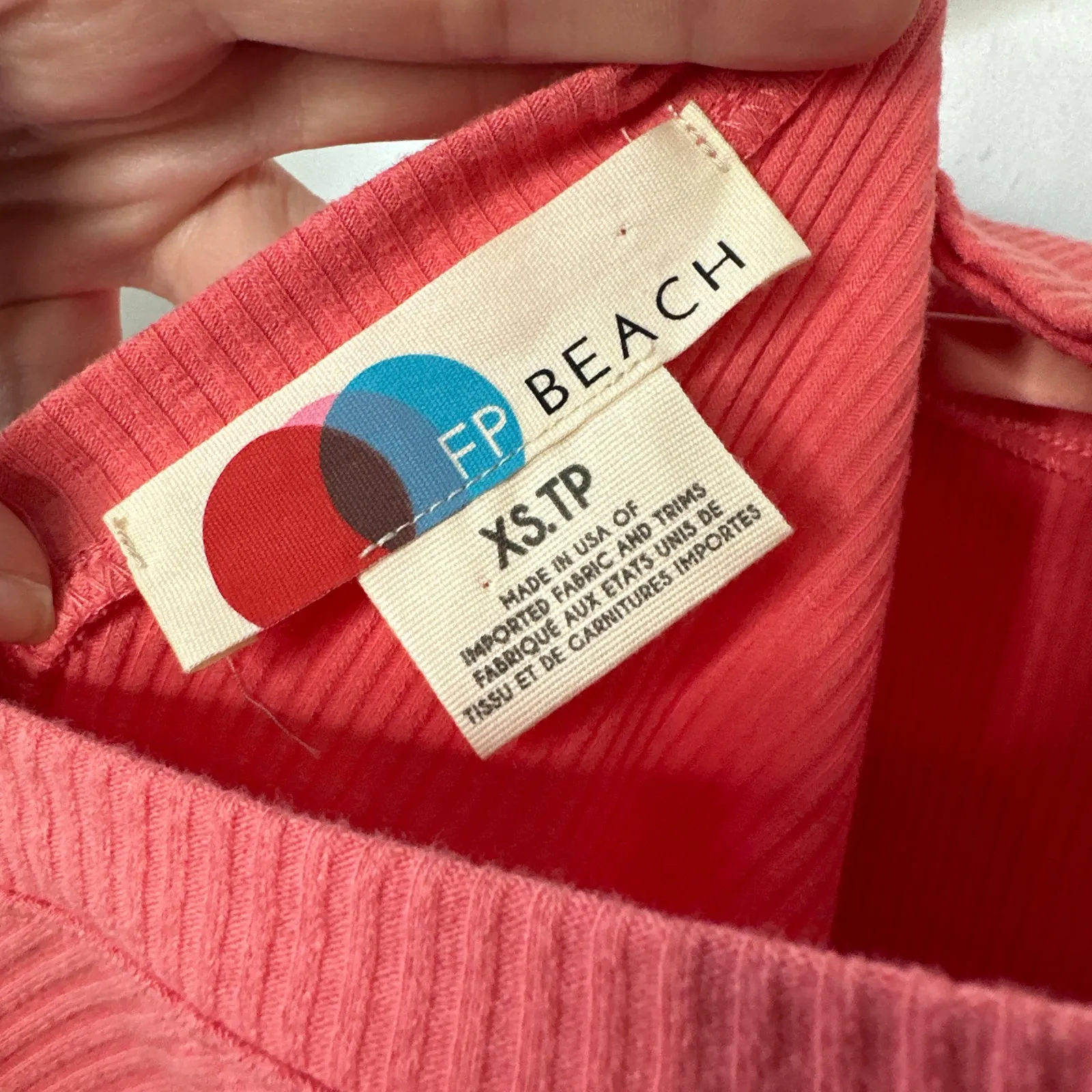 FREE PEOPLE FP Beach Happy Hour Mini Dress Coral Pink Size XS Ribbed - Image 5