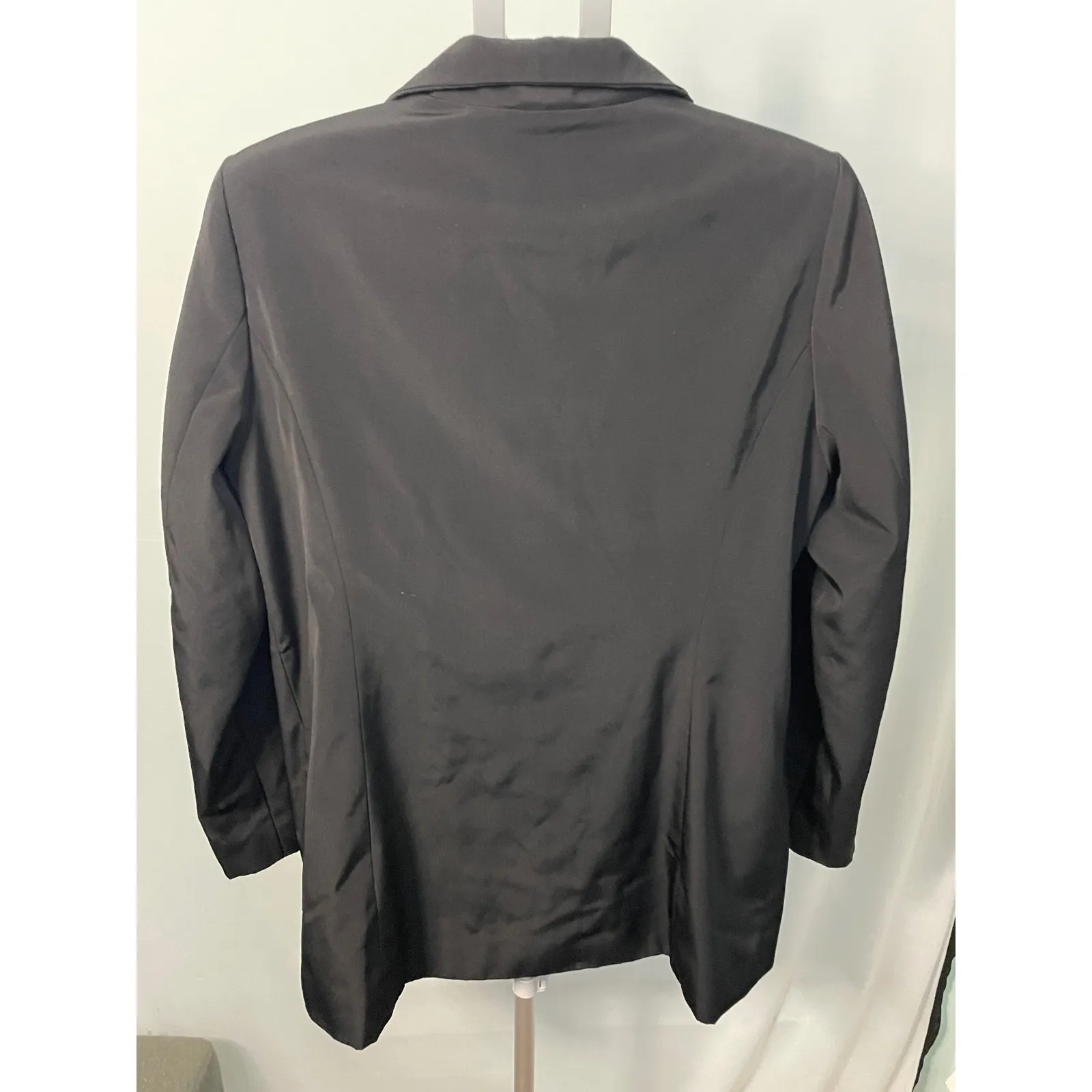 Calvin Klein Black Belted Jacket Women's Sz L Collared Zip Up Lightweight‎ - Image 14