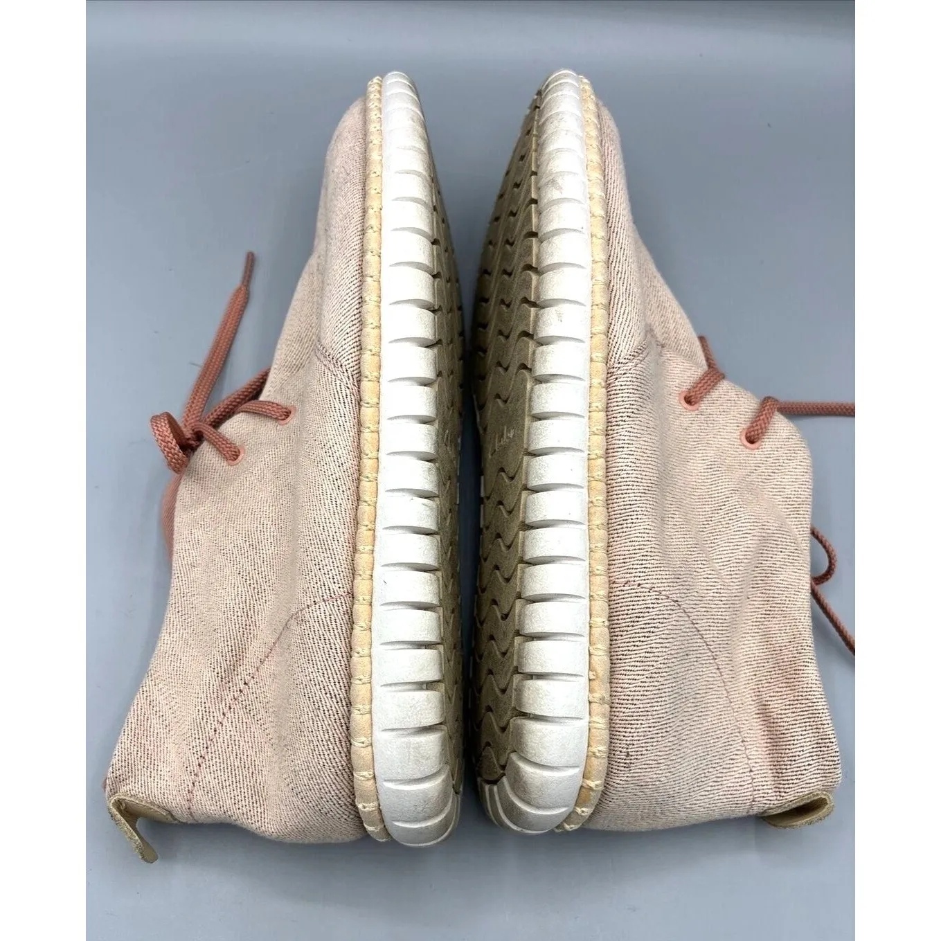 Clarks Womens 8.5 Boots Blush Pink Ankle Chukka Lace Up Casual Canvas‎ Fall - Image 8