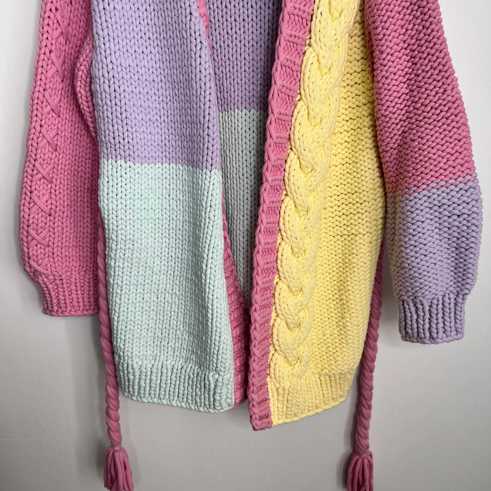 LoveShackFancy Horatio Oversized Cardigan Sweater Tassel Long Womens XS Rare - Image 13