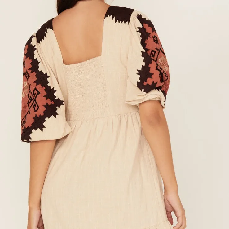 Shyanne Women's Embroidered Quarter Sleeve Mini Dress Size L - Image 3