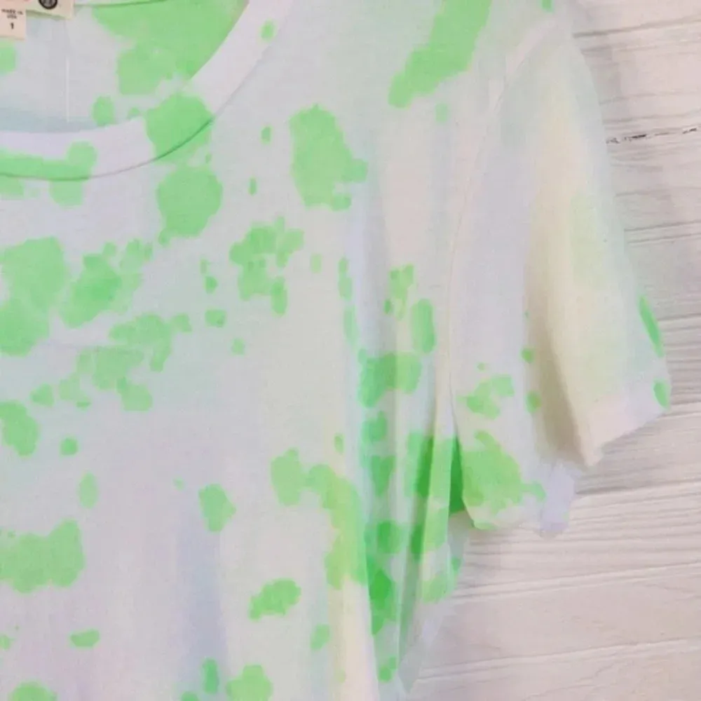 SUNDRY Boy Bright Green and White Tie Dye Short Sleeve T Shirt Sz 1 Small - Image 5
