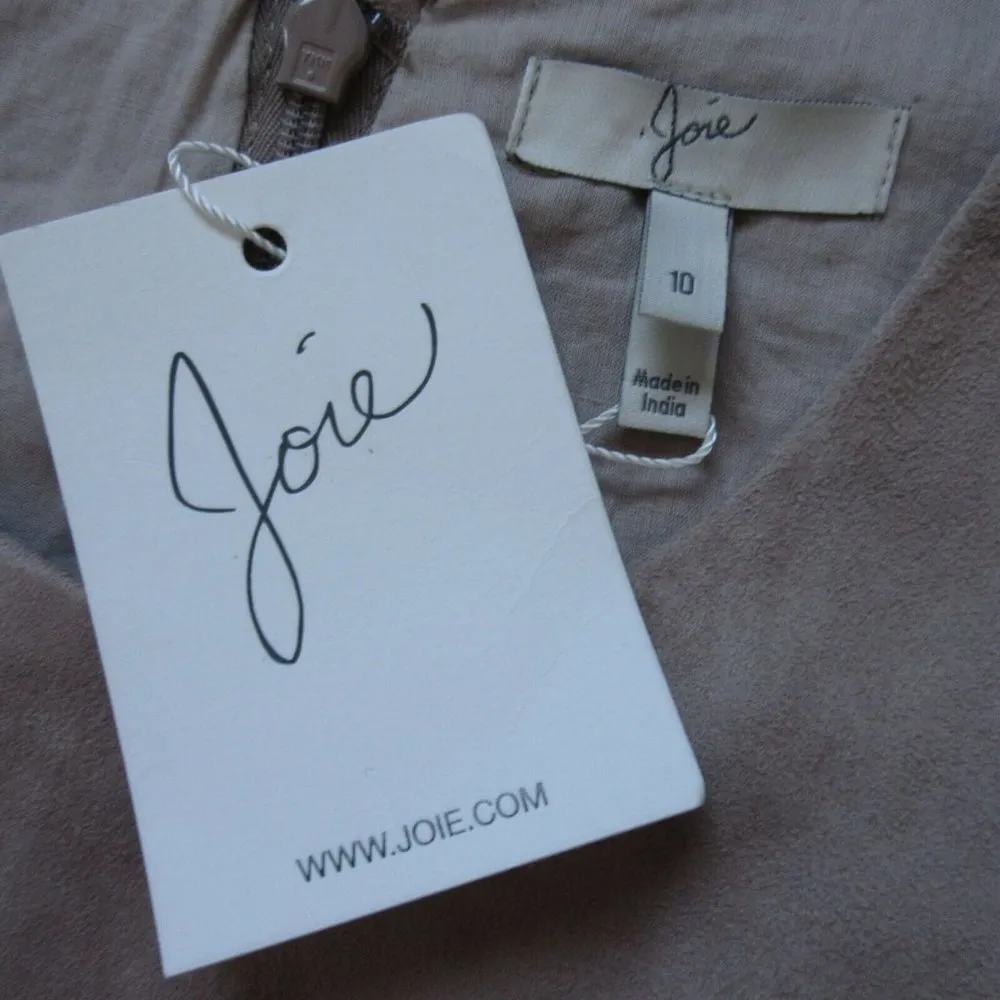 NWT Joie Amedia in Petal Beige Goat Leather Suede A-line Mini Dress 10 $798 - Image 5