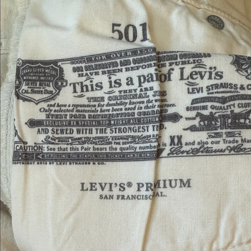 Levi's 501 '90's Size 24x30 Women's Off White Cream Jeans NEW Straight Leg NWT - Image 13