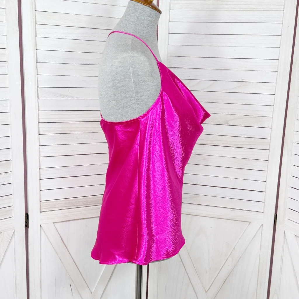 Express Satin Drape Front String Racerback Camisole Top Hot‎ Pink Medium - Image 4