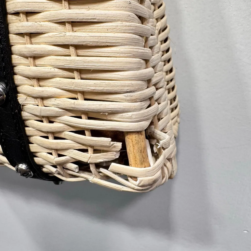Patricia Nash Rattan Bag Damaged Straw Purse Genuine Leather Trim READ - Image 11