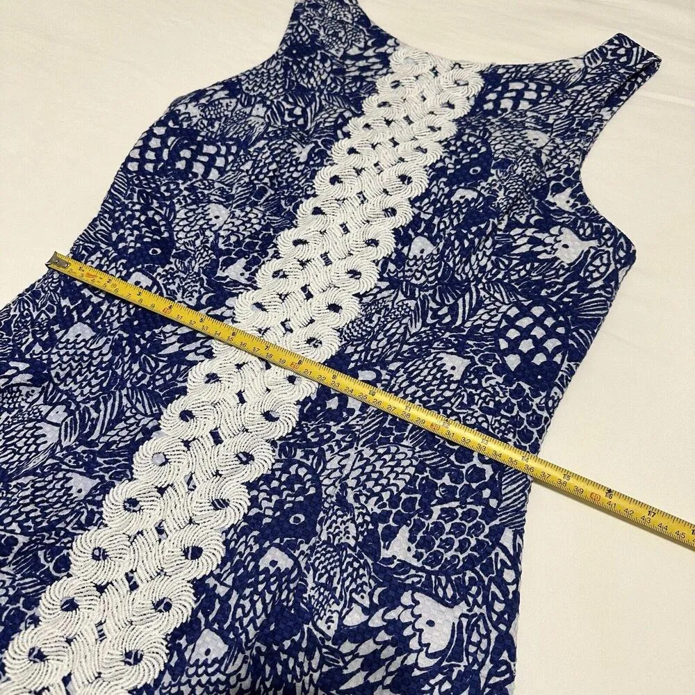 Lilly Pulitzer For Target Blue Fish Patterned Sheath Dress Sz 6 - Image 7