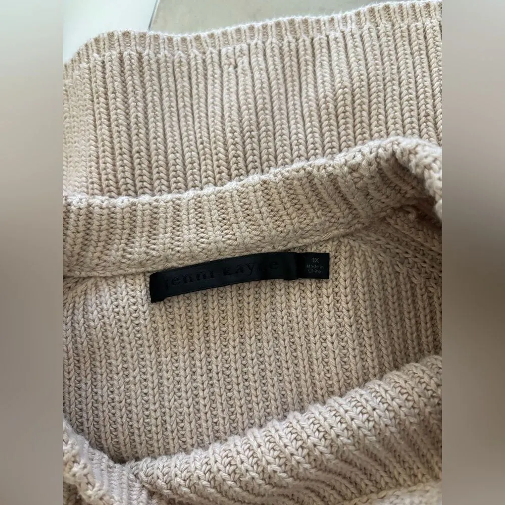 JENNI KAYNE Cotton Fisherman Crewneck Sweater Womens Size 1X Minimalist - Image 2