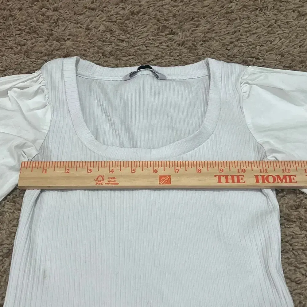 SO Long Sleeve White Blouse Shirt, Women's, Juniors,  Pleated Sleeves XS - Image 11