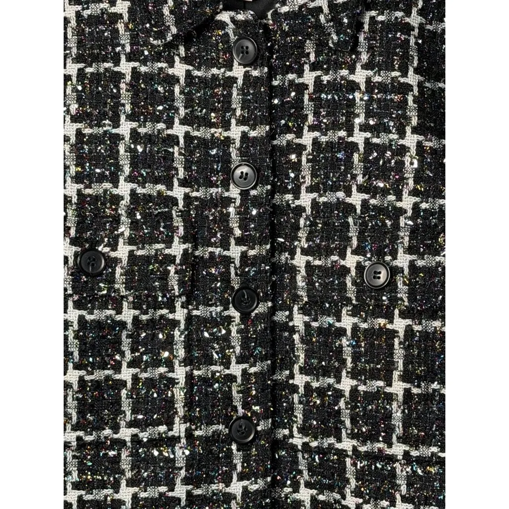 LOFT Petite Shimmer Metallic Tweed Cropped Shirt Jacket Blazer Women’s S Stylish - Image 4