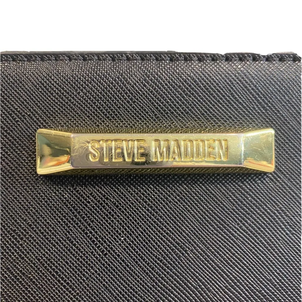 Steve Madden Black Crossbody Bag with Gold Accents. Lots of storage - Image 4