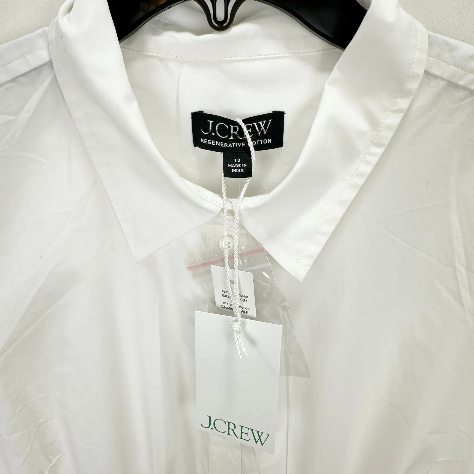 J.Crew Cerise Shirtdress Cotton Poplin Midi White Classic Minimalist US 12 NWT - Image 7