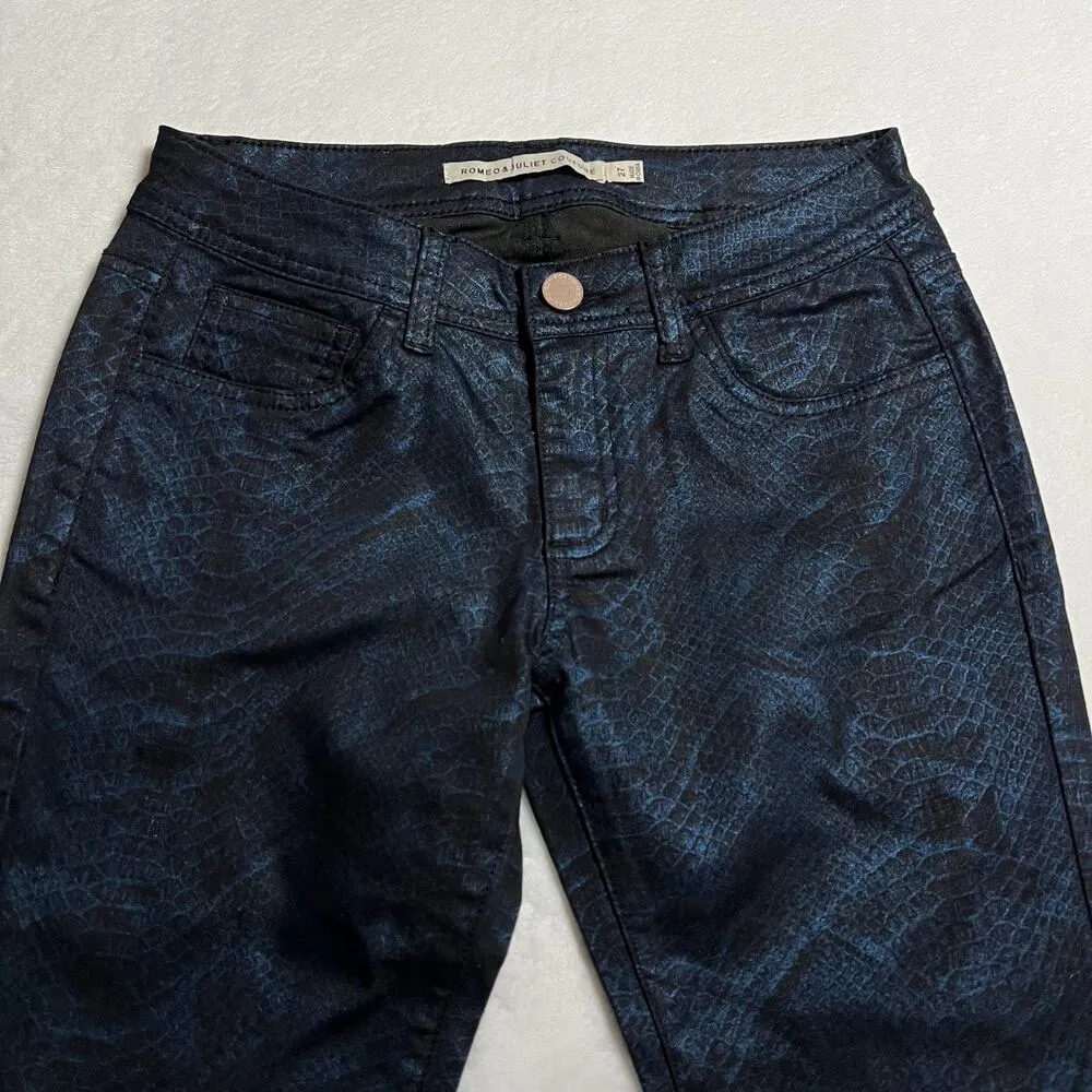 Romeo & Juliet Couture Snake Print Stretch Skinny Jeans Size 27 Trendy Rock - Image 3