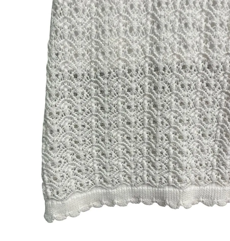 Jessica Simpson White Sleeveless Crochet Knee Length Dress Size Small Wedding - Image 2