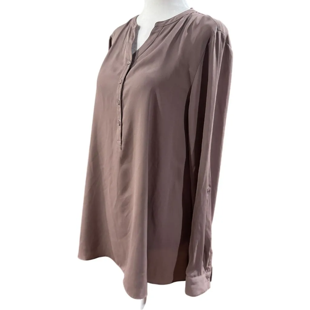 Simply Vera Vera Wang Womens M Top Long Sleeve Blouse Taupe Brown Office wear Size M - Image 6