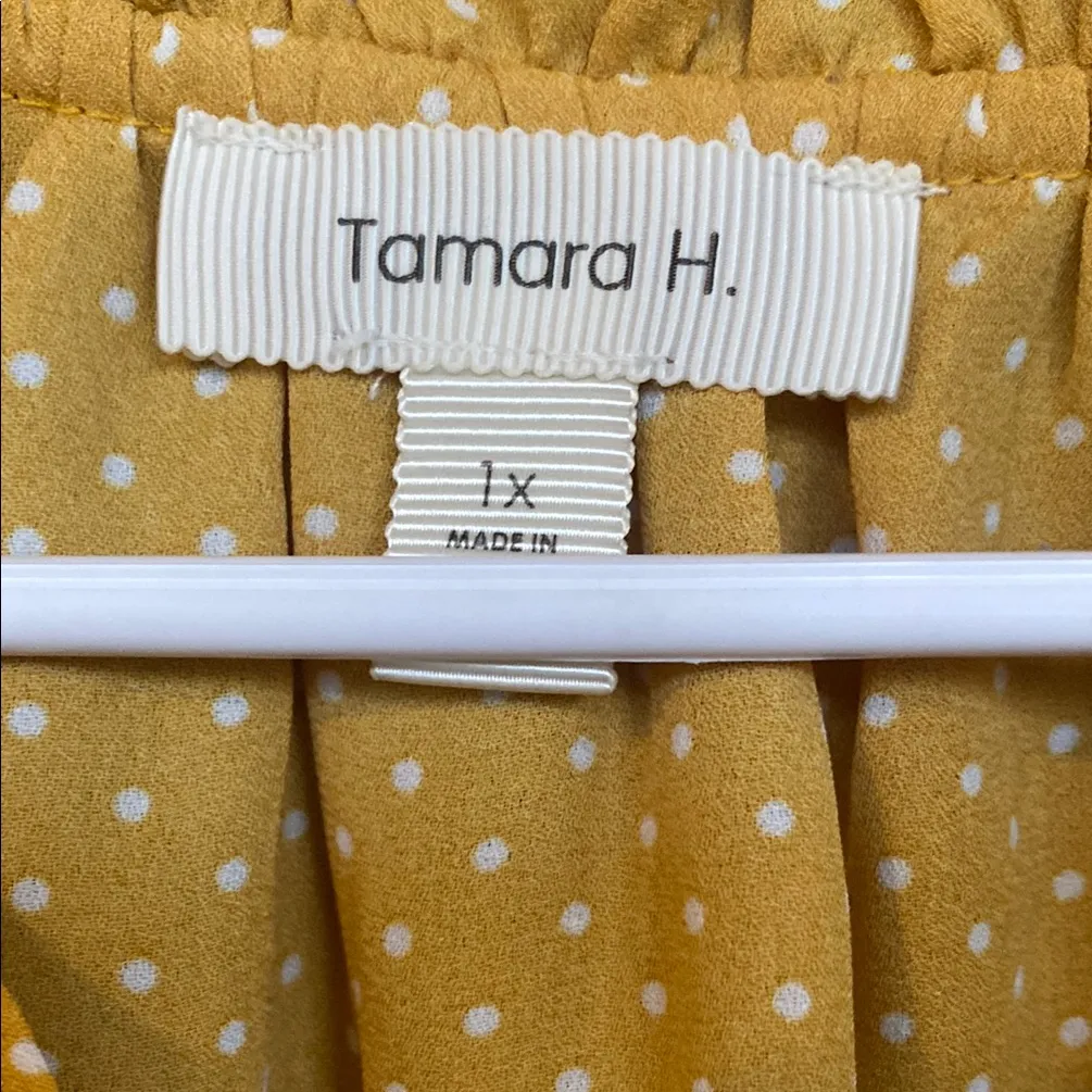 Mustard Ruffle Sleeve Blouse Yellow Size 1X - Image 2