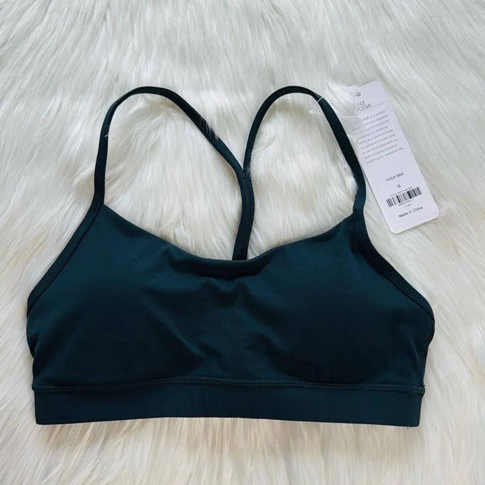 CRZ Yoga Dark Forest Green Y-Back Sports Bra - Image 1