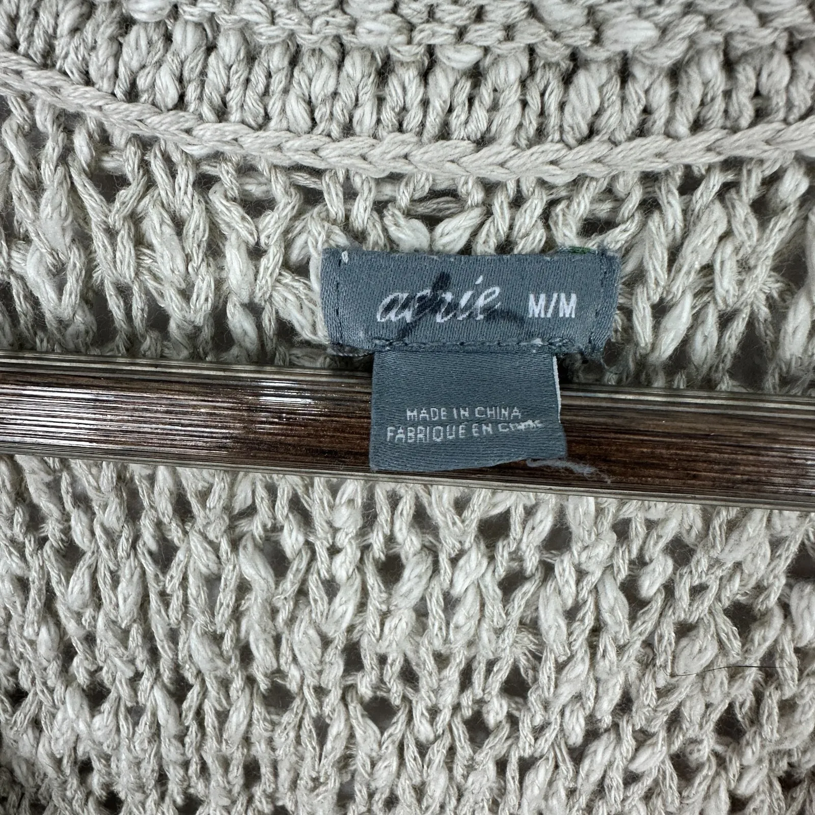 Aerie Crochet Knit Tank Top Medium Beige Layering Boho Earthy Granola Costal - Image 2