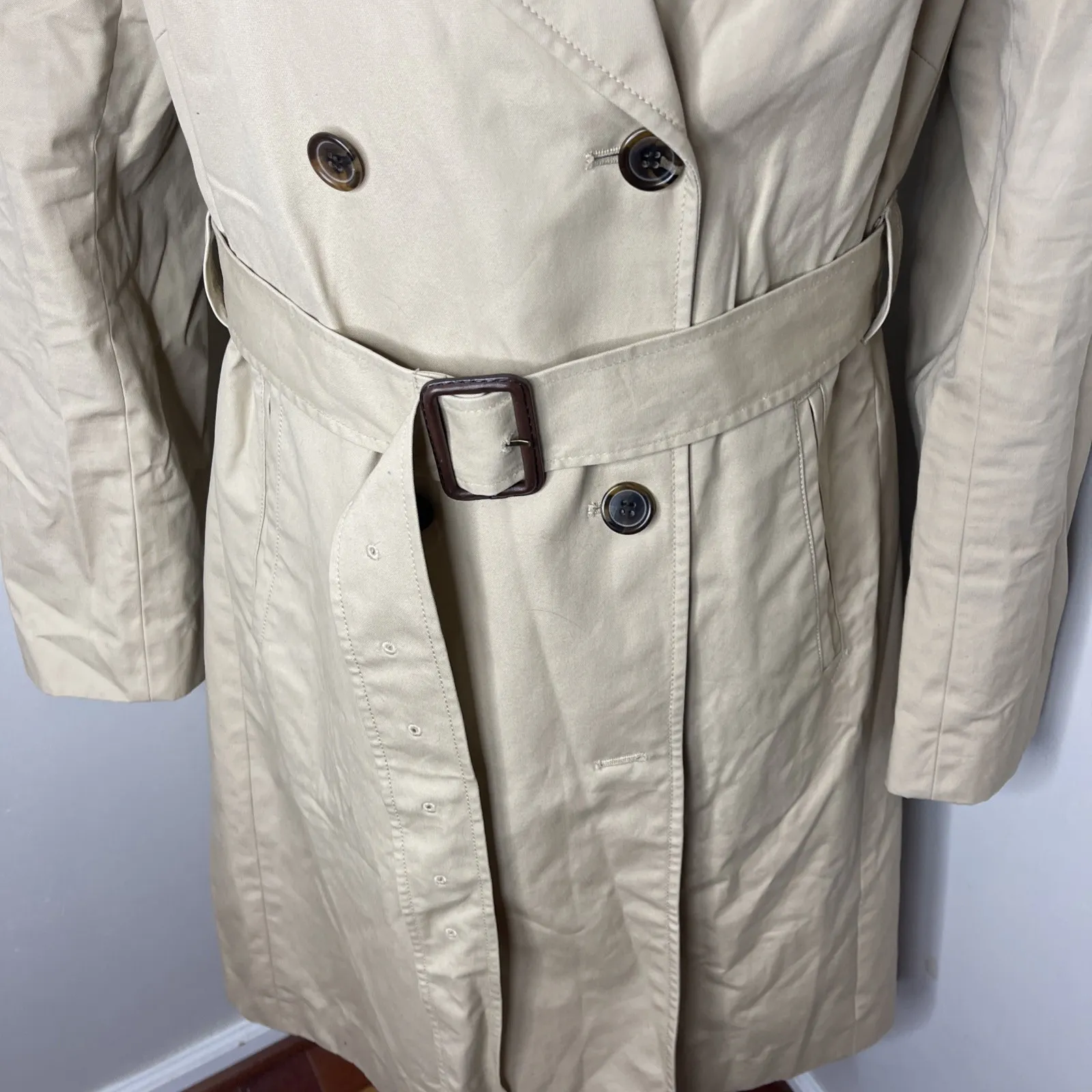 Womens J. Crew Icon Kakhi Midi Trench Coat Sz‎ 16 - Image 7