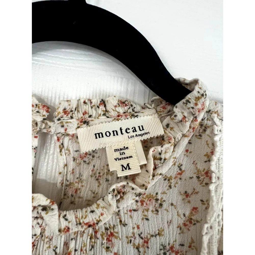 Women's Floral Ruffled Tank Top Blouse Monteau Size Medium - Image 4