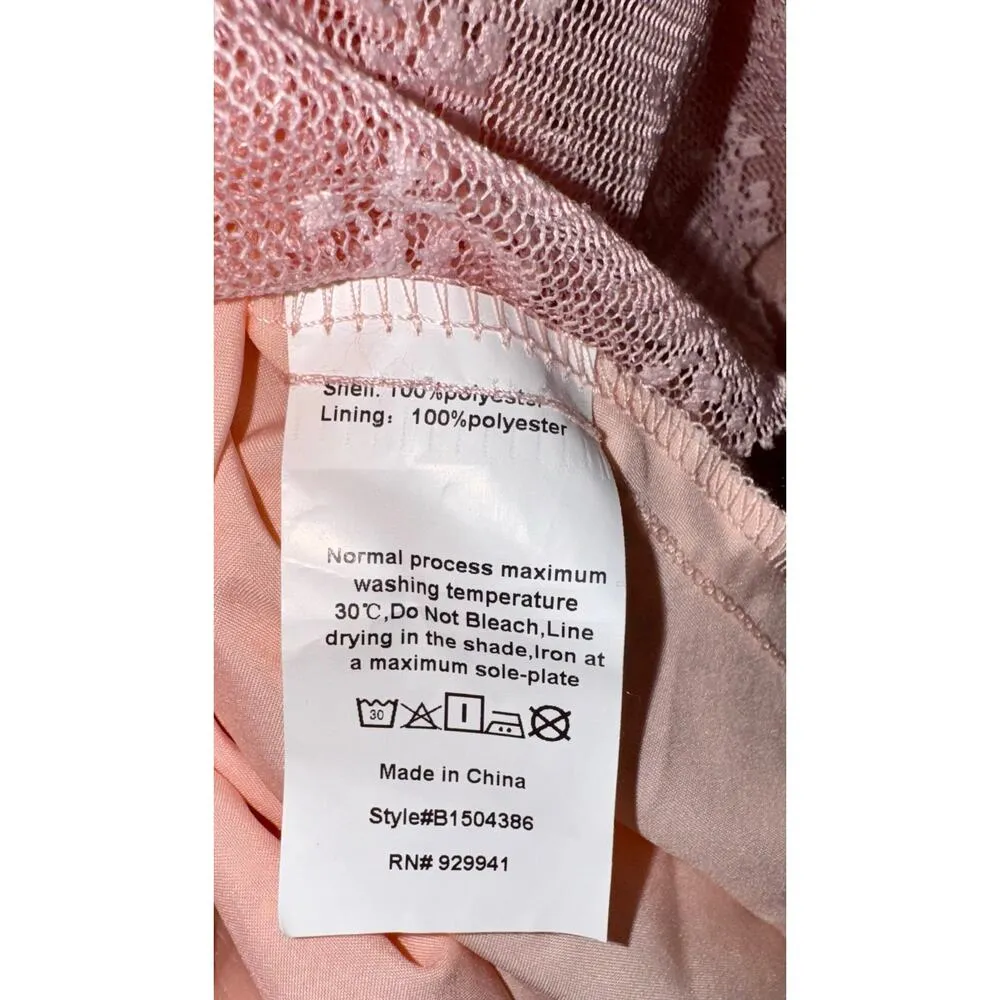 SBerto Lace Tiered Babydoll Mini Dress Fairy Ethereal Women's Small Y2K Ballet Pink - Image 8