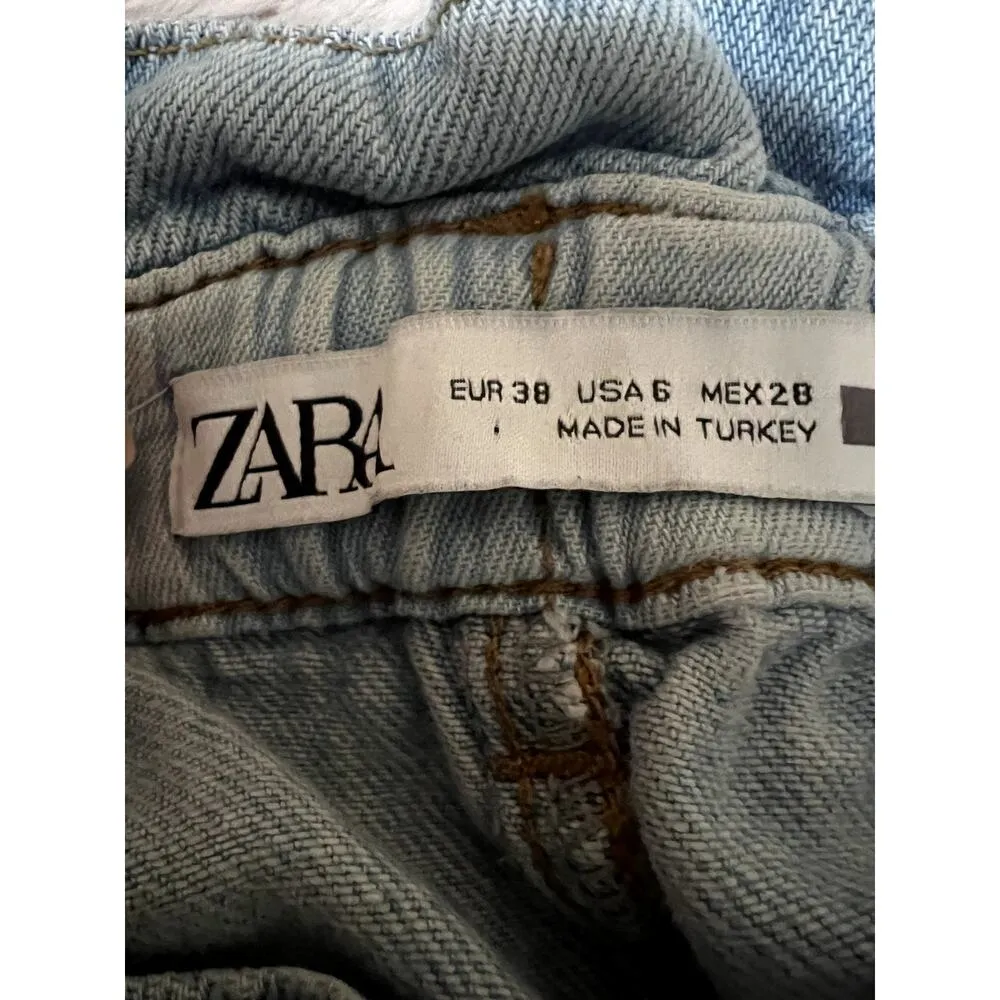 Zara womens size 6 jeans paper bag barrel leg cropped high-waist - Image 7