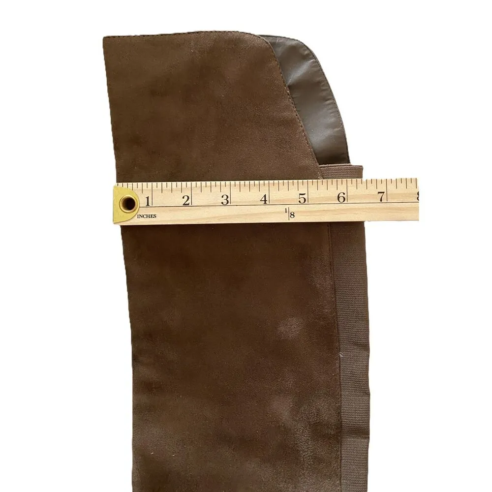 EUC G H BASS India Over the Knee Brown Faux Suede Flat Boots with Buckle Sz 5.5 - Image 6