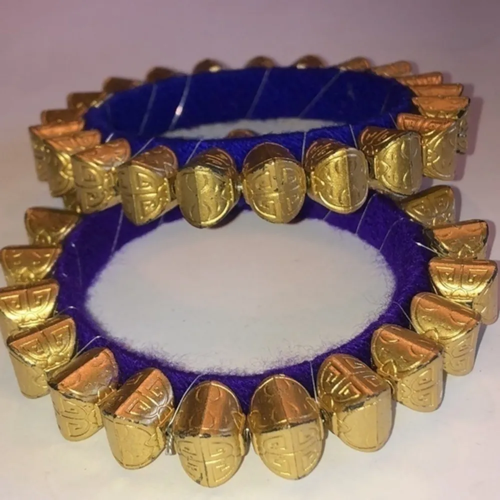 2 Gold Tone Plastic 7.5” Bangle Bracelets - Image 2