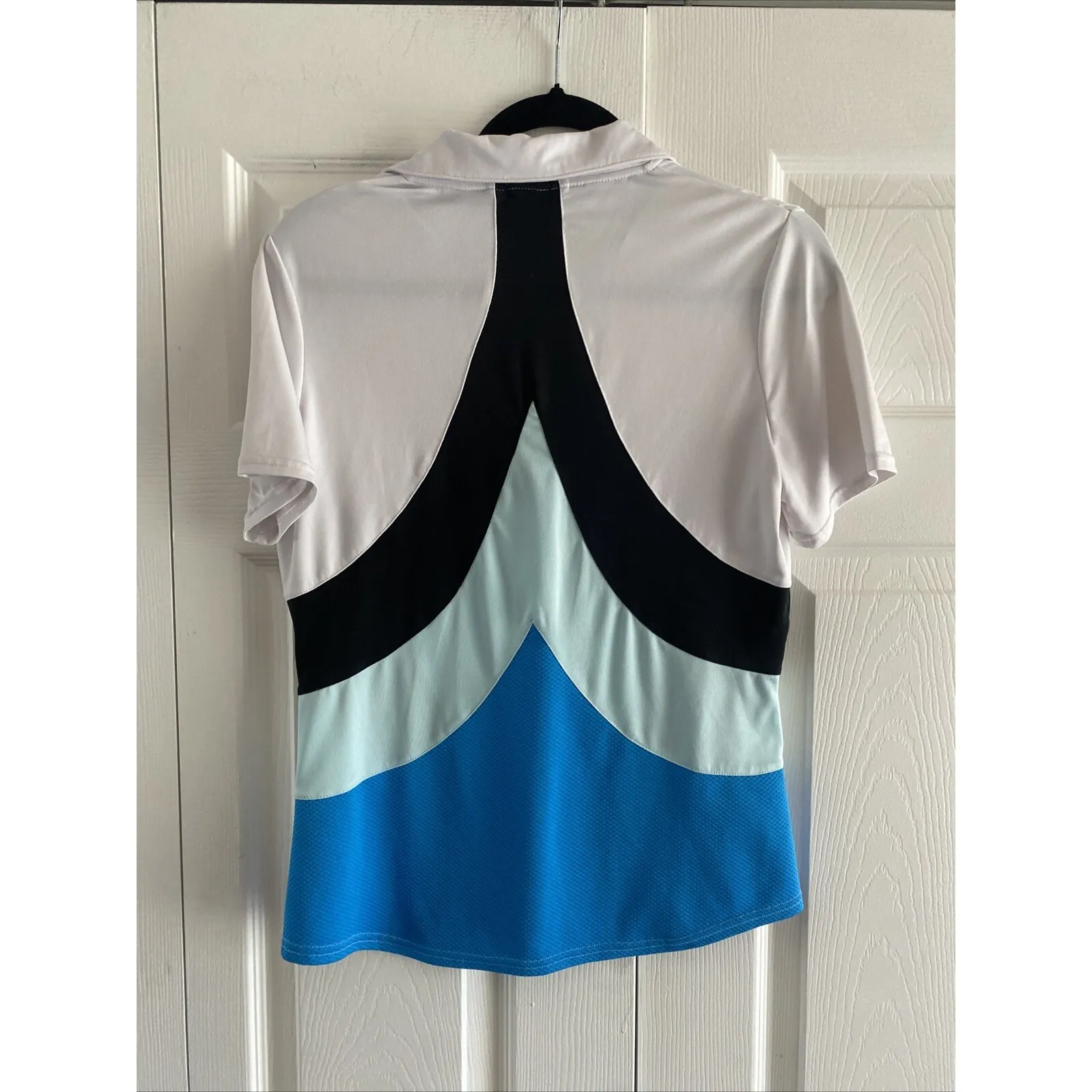 Swing Bette Court Womens Large Tennis Top Wicking Performance Golf Polo Preppy Blue - Image 7