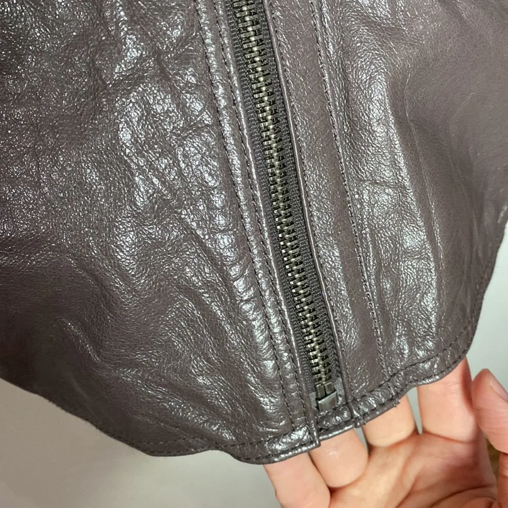 Tinley Road taupe washed real leather Moto jacket size S Gray - Image 9