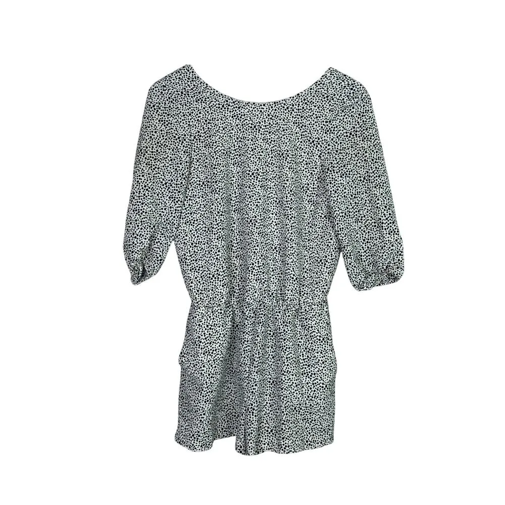 Zara Animal Polka Dot Black White Open Tie Back Shorts Romper 1/2 Sleeve XS - Image 13