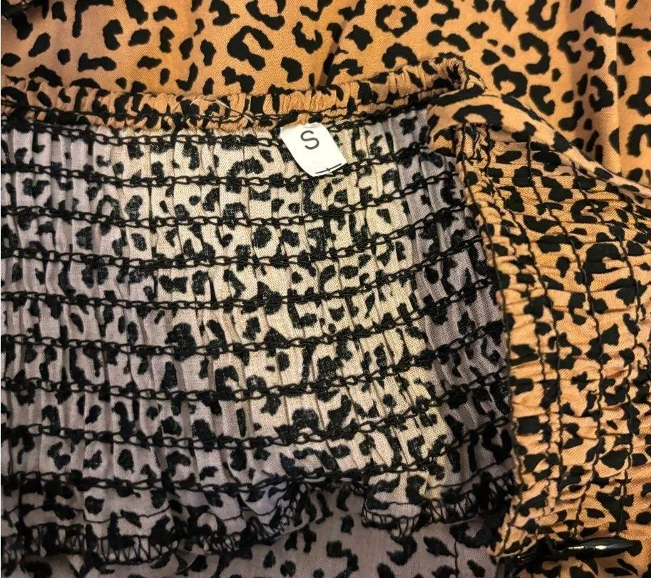 SHEIN Cheetah Print Layered Ruffle Mini Dress Size Small - Image 4