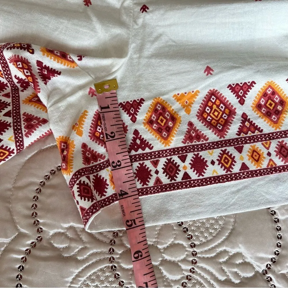 Ann Taylor LOFT Linen Blend Riviera Shorts Bohemian Aztec Print Size 6 - Image 9