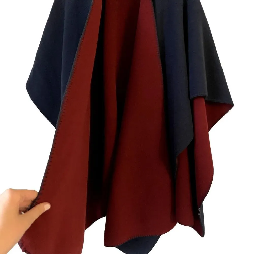 Woolrich OS reversible blue and red comfortable fleece poncho jacket sweater - Image 4