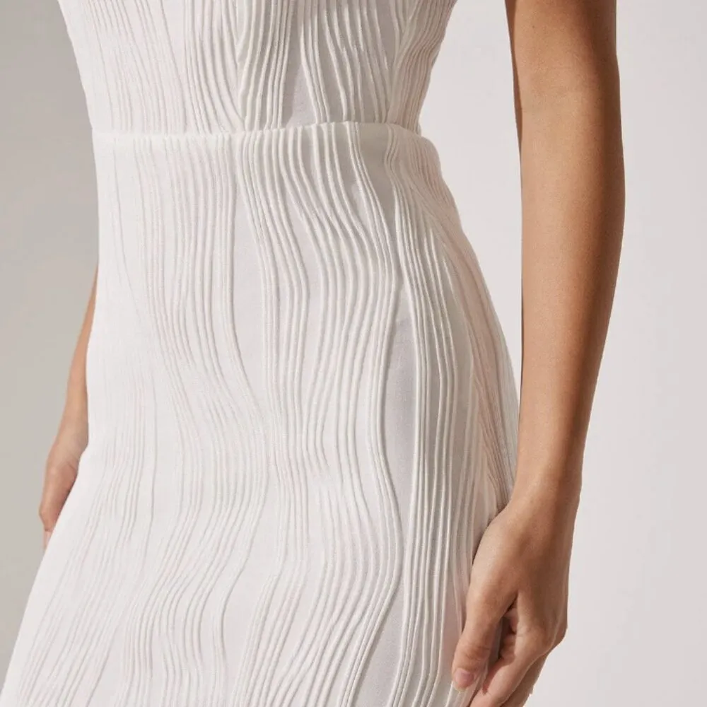 RIHOAS the water ripple textured white backless midi dress 22 Size XL - Image 2