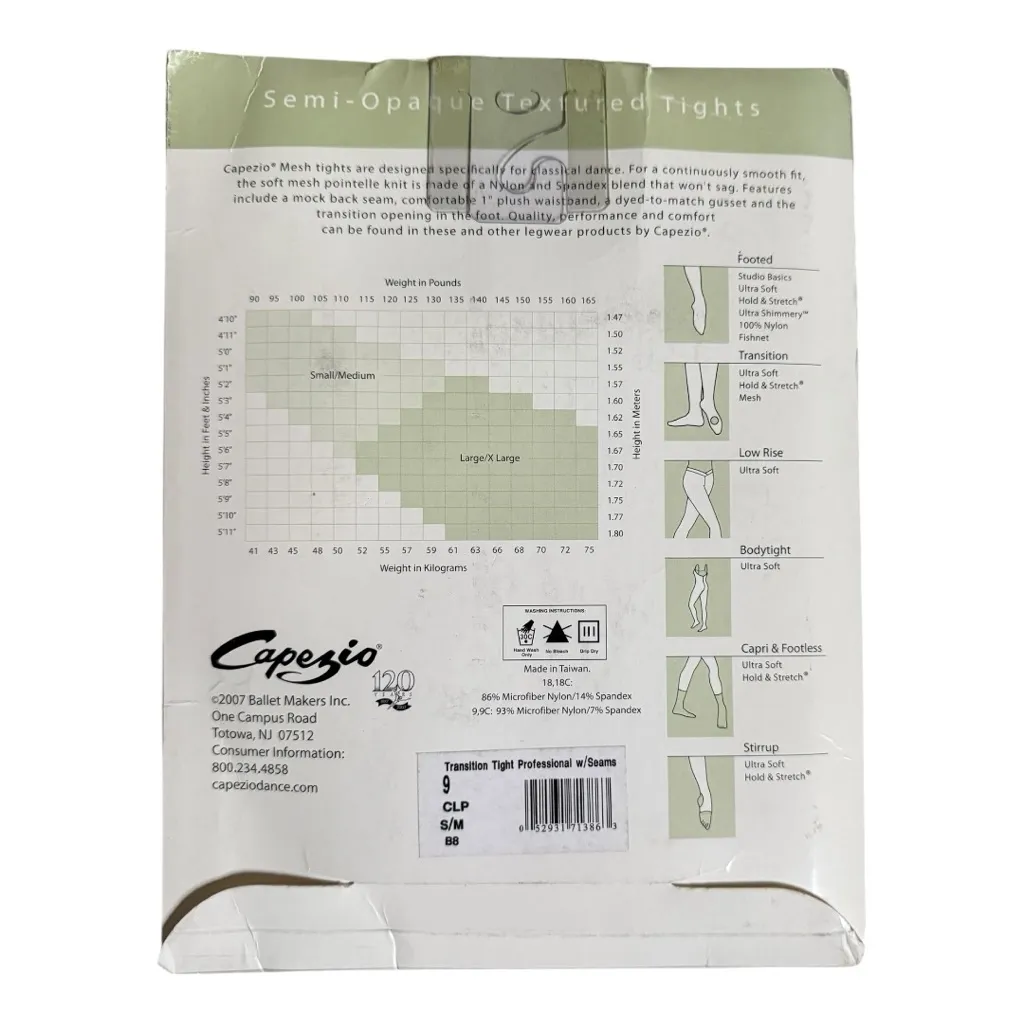 Capezio Ladies Footed Tights 1815 Ultra Soft BPK S M Ballet Pink Adult Dance - Image 2