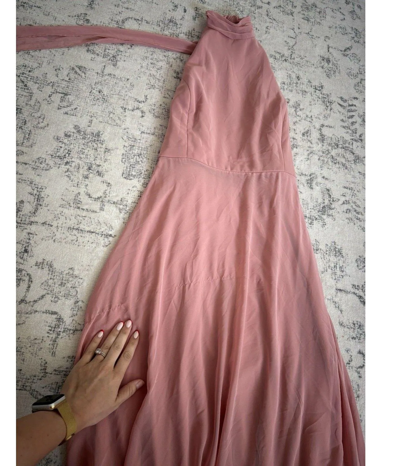 After Six High Neck Halter Backless Maxi Dress Dusty Rose Size 20 Bridesmaid - Image 11