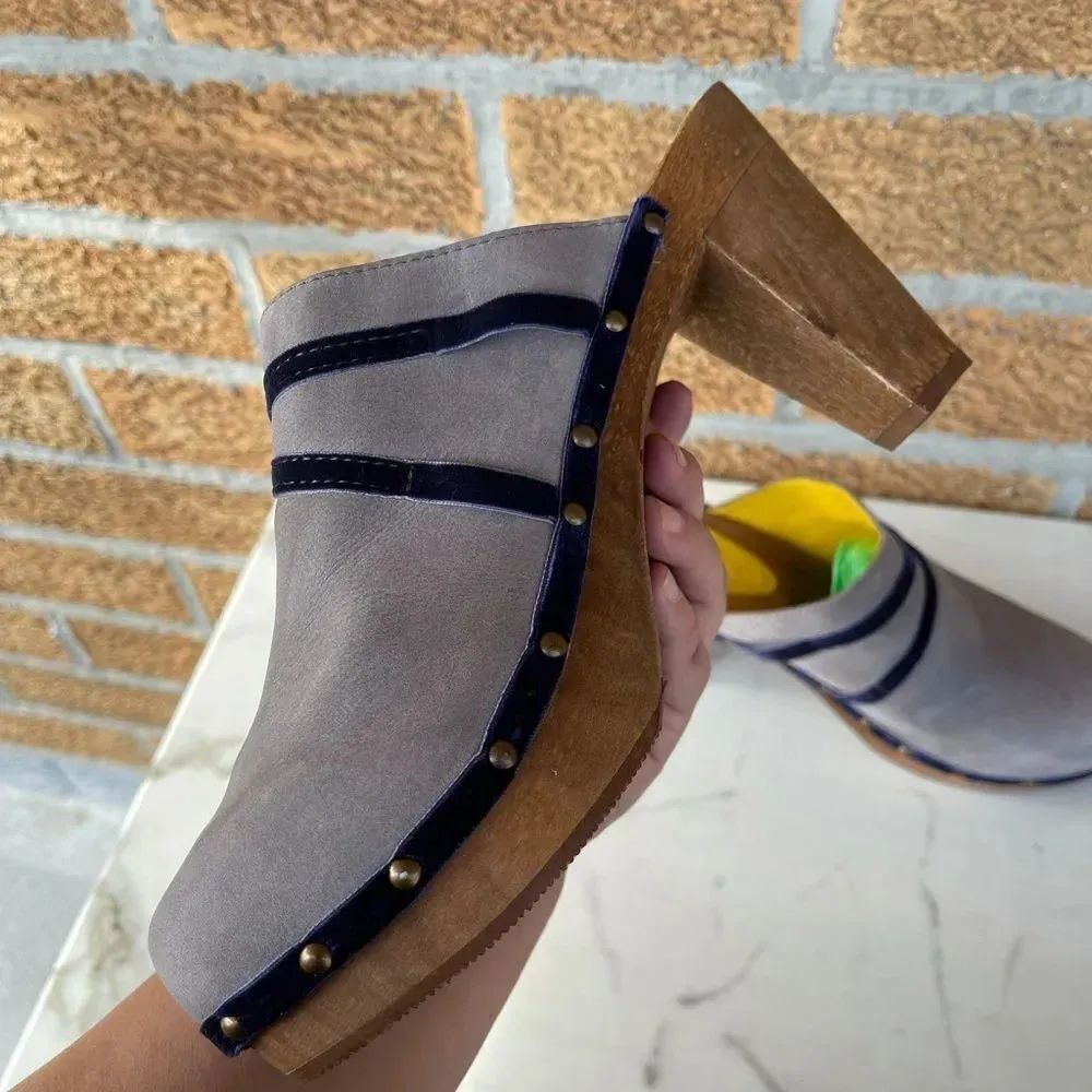 Sanita Distressed Nubuck Clog w/ Velvet Trim 42 Gray Size 11 - Image 12