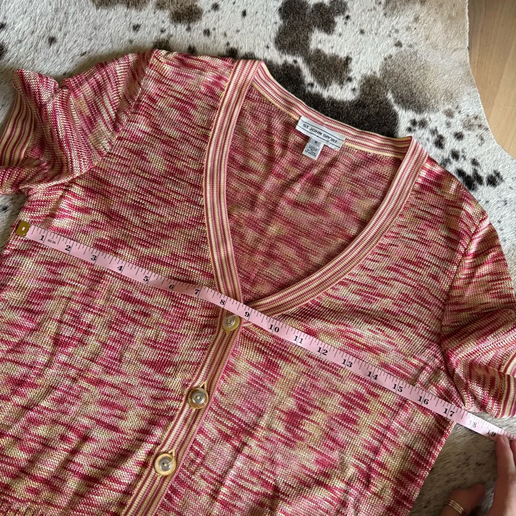 ST JOHN BUtton Down Short Sleeve Sweater‎ Size Small - Image 7