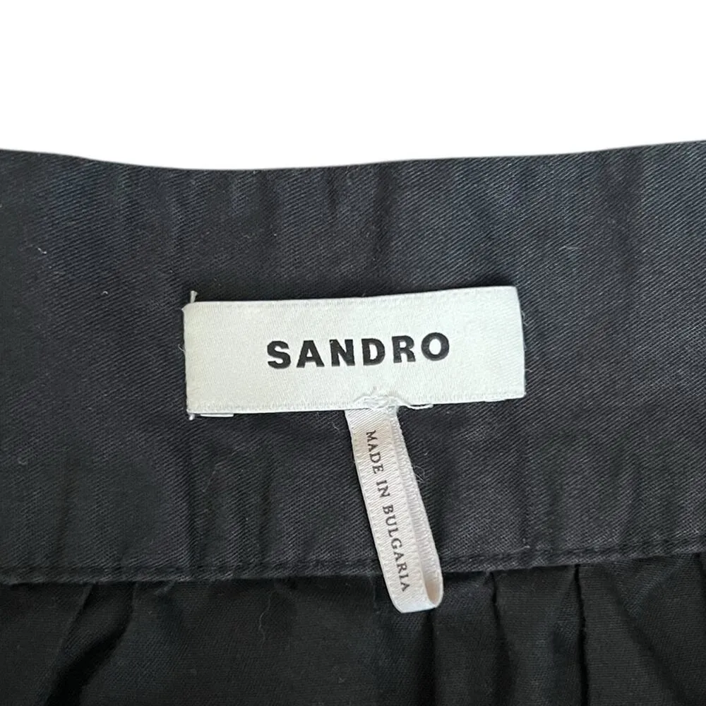 Sandro Paris Women’s Cotton Tiered Fanfan Black Layered High Waist Mini Skirt S - Image 4