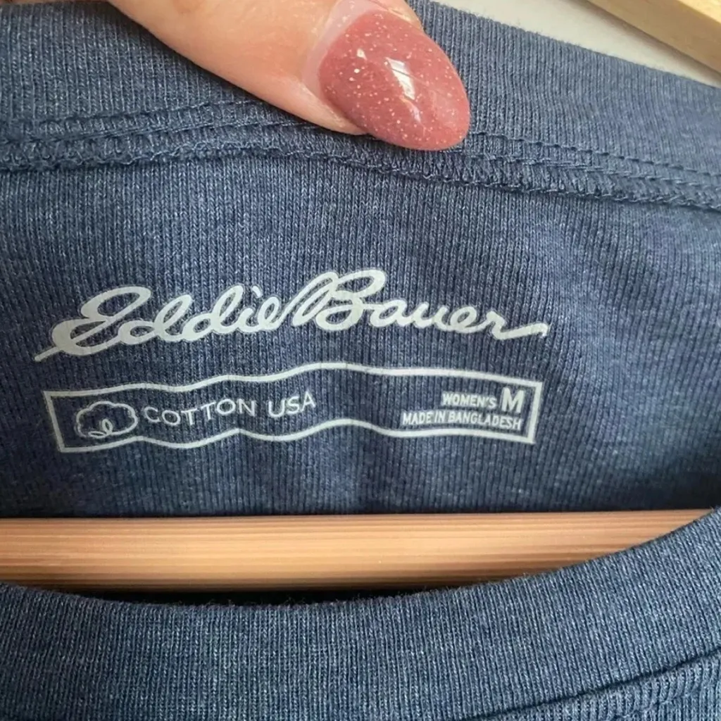 Eddie Bauer Women’s Blue Short Sleeve Cotton USA T Shirt Size Medium - Image 5