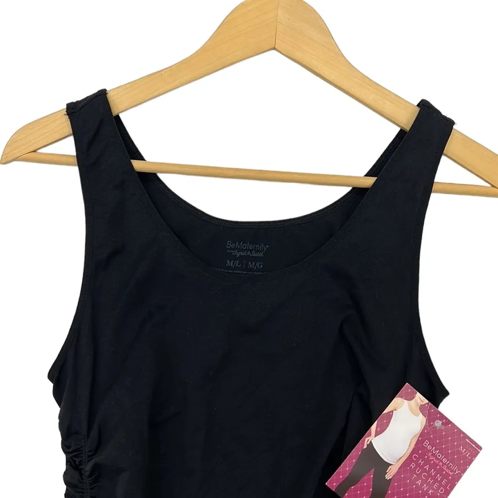 Be Maternity by Ingrid & Isabel New Channel Ruched Black Tank Top Size M/L - Image 3