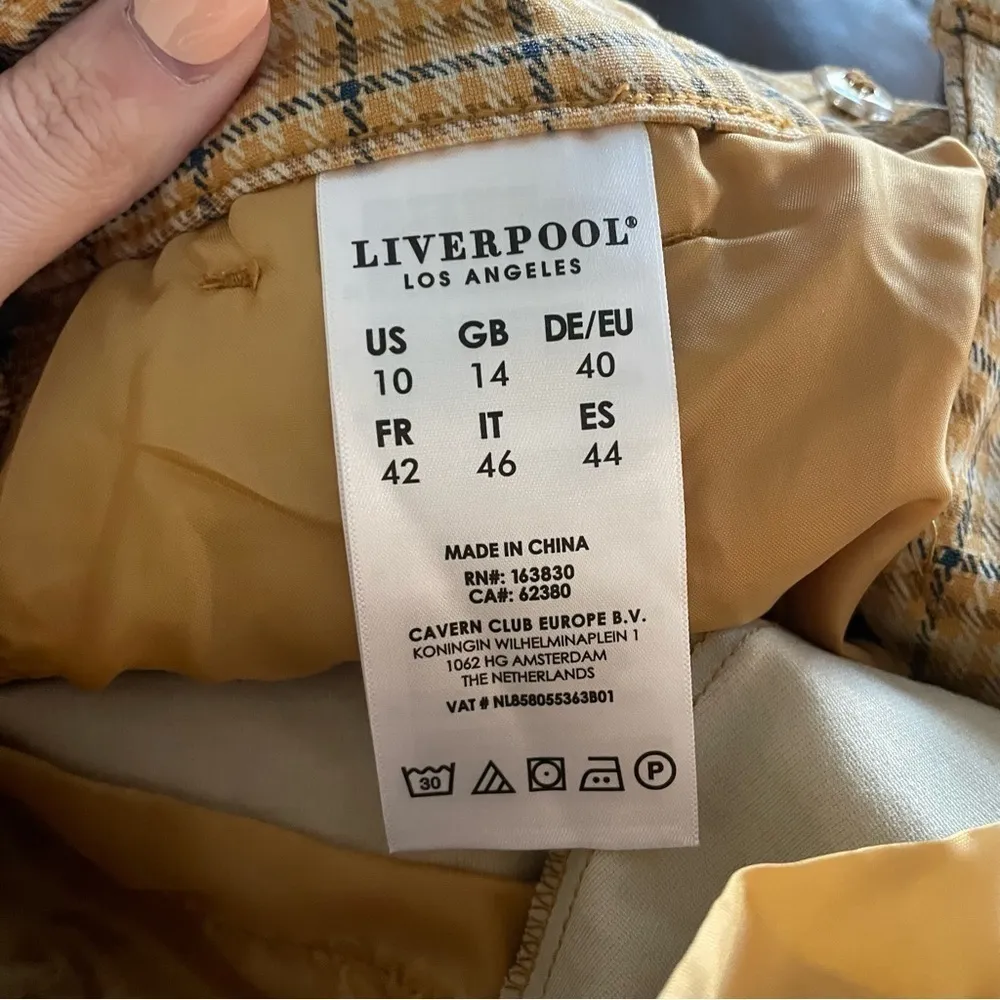 Liverpool Yellow Plaid Printed Pattern Kelsey Knit Trouser - Image 7