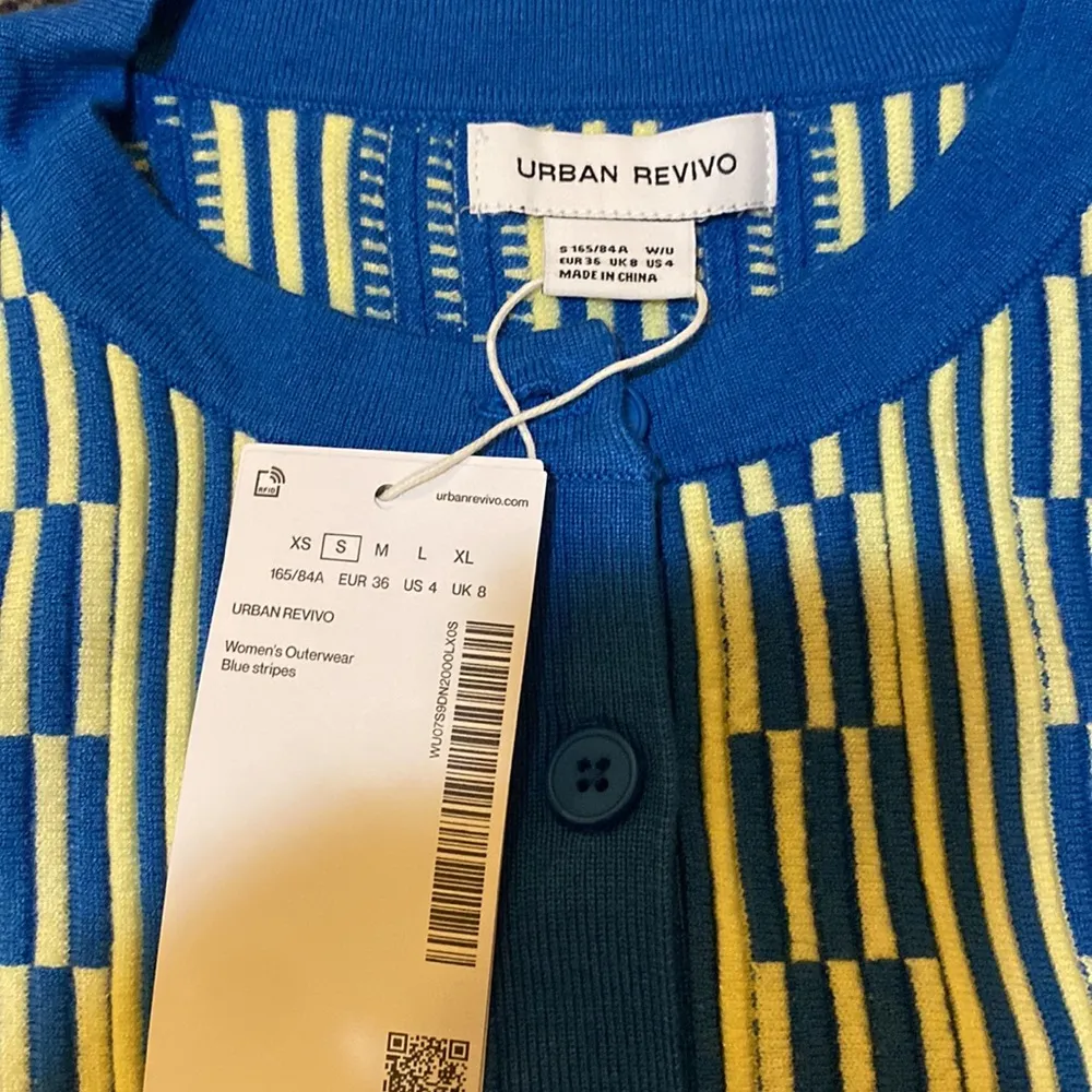 Urban Revivo GEO PATTERN BUTTON UP CARDIGAN size S Blue - Image 3