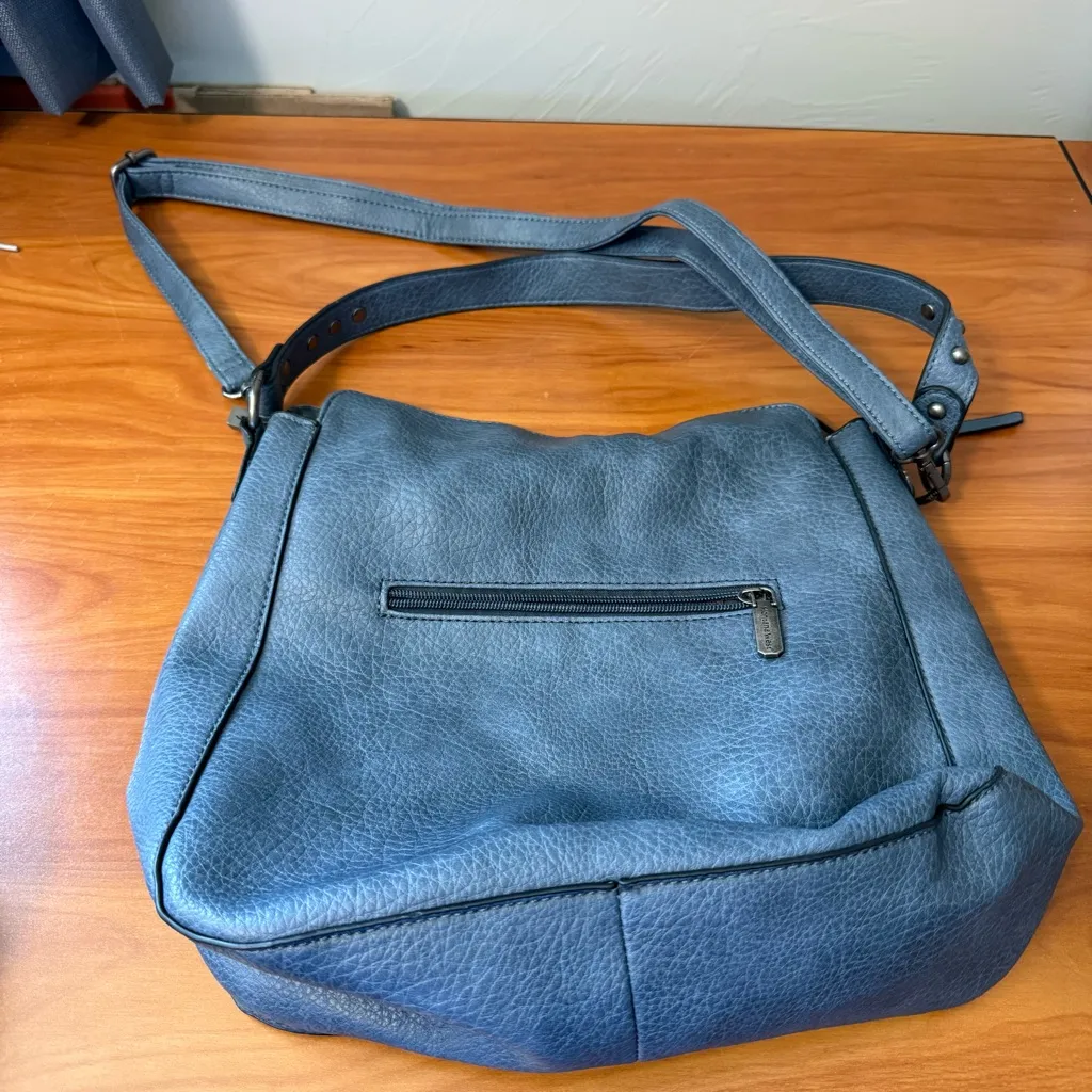 Montana West Shoulder‎ Purse Bag Blue Stud Detail Western Neutral Basic - Image 3