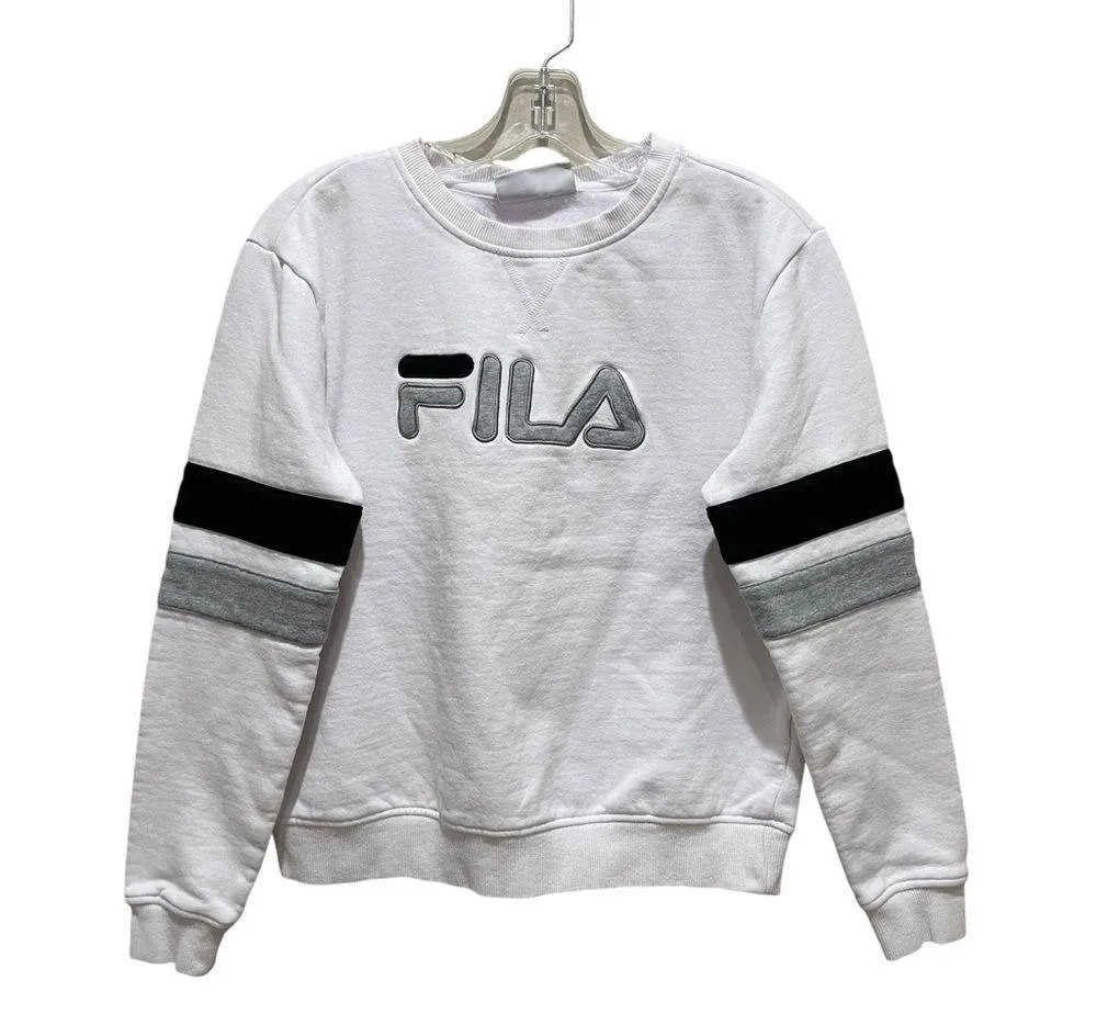 Fila Natalie Crewneck Sweatshirt Fleece Lined White Size Medium - Image 3
