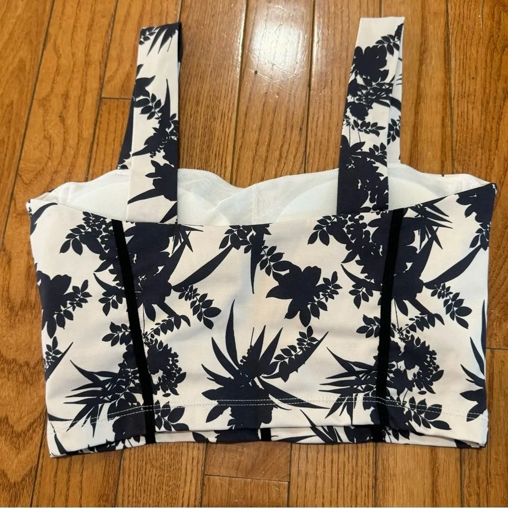 Mono B ivory black corset style sports bra leggings active set small NWT - Image 7