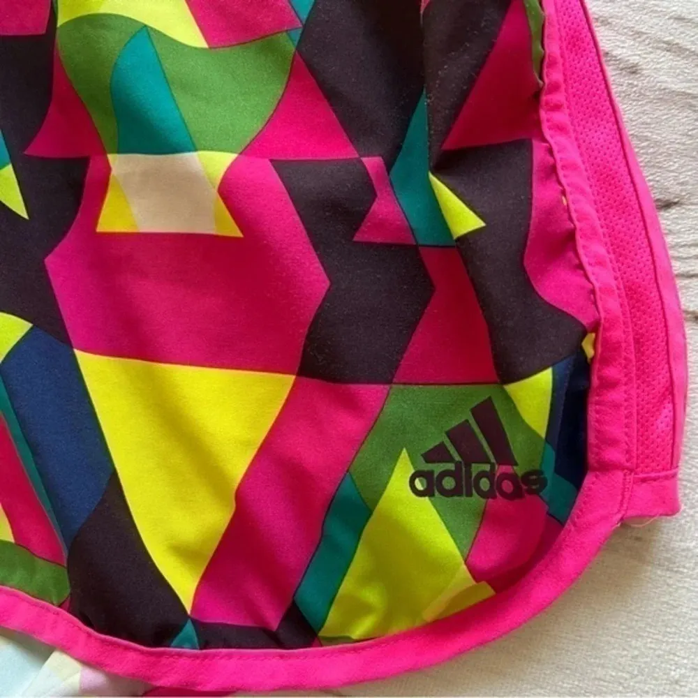 Adidas Climalite geometric Light Airy track running shorts pink yellow p… - Image 2