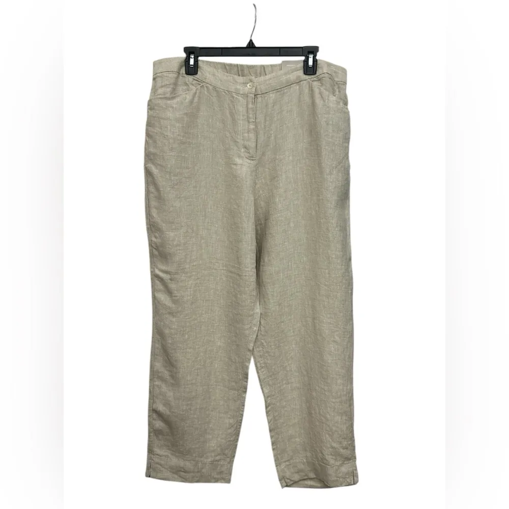 Chicos Linen Tapered Ankle Pant Size 3R 16 In Semi Natural Lagenlook NWT - Image 3